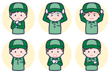 男性配達員のポーズセット_05