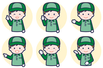 男性配達員のポーズセット_03