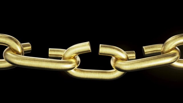 Breaking chain weak link close-up animation