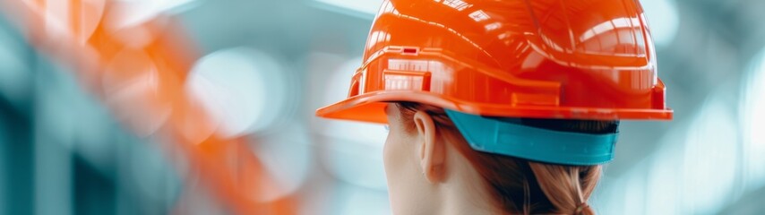Fototapeta premium Construction Worker Portrait with Safety Helmet, Outdoor, Manual Labor, Hard Hat, Blue Collar, Worksite, Industrial Construction, Professional, Skilled Worker