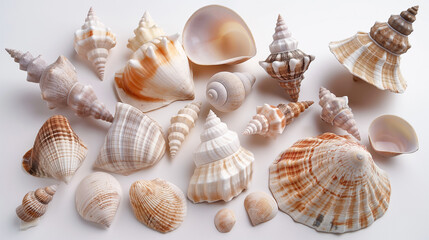 A collection of seashells with various shapes and sizes