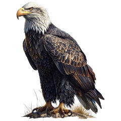 Naklejka premium Majestic Bald Eagle Standing Proudly , transparent background