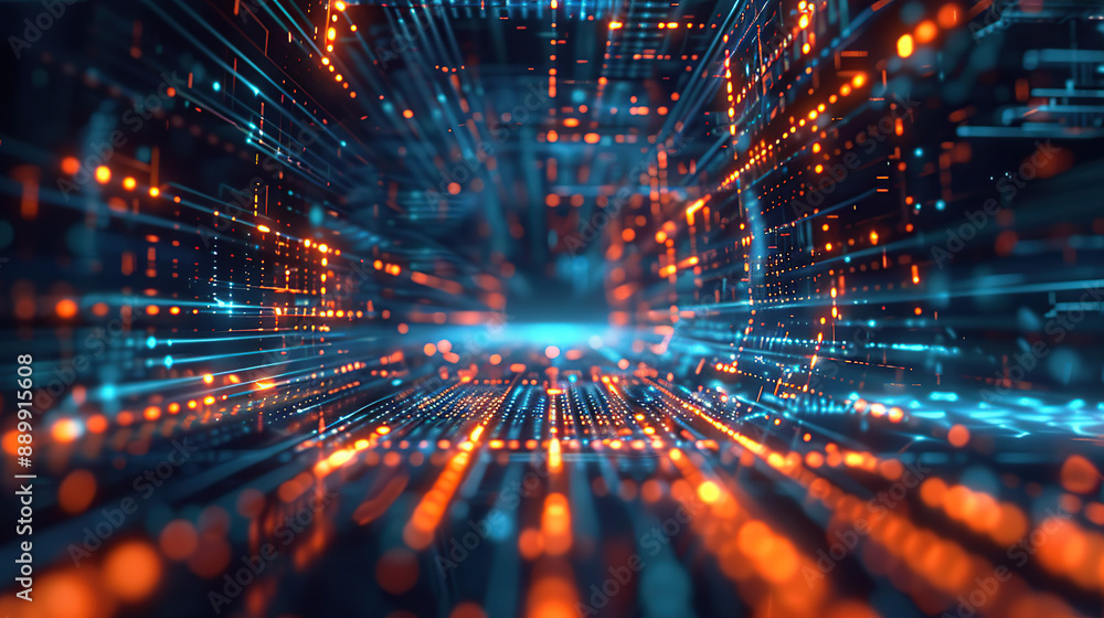 Wall mural abstract communication and future technology data flow