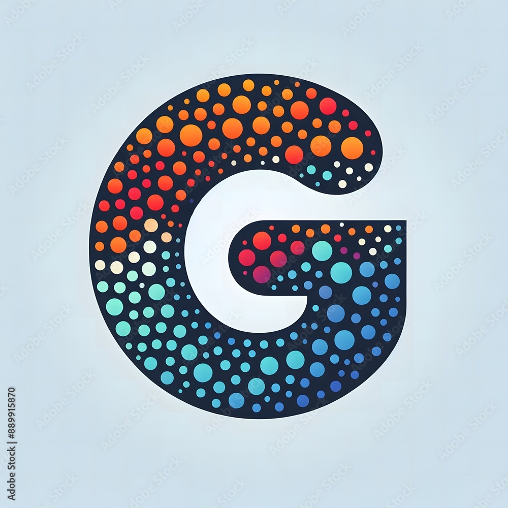 Fototapete AI Generate of Logo Letter G created using random color dots