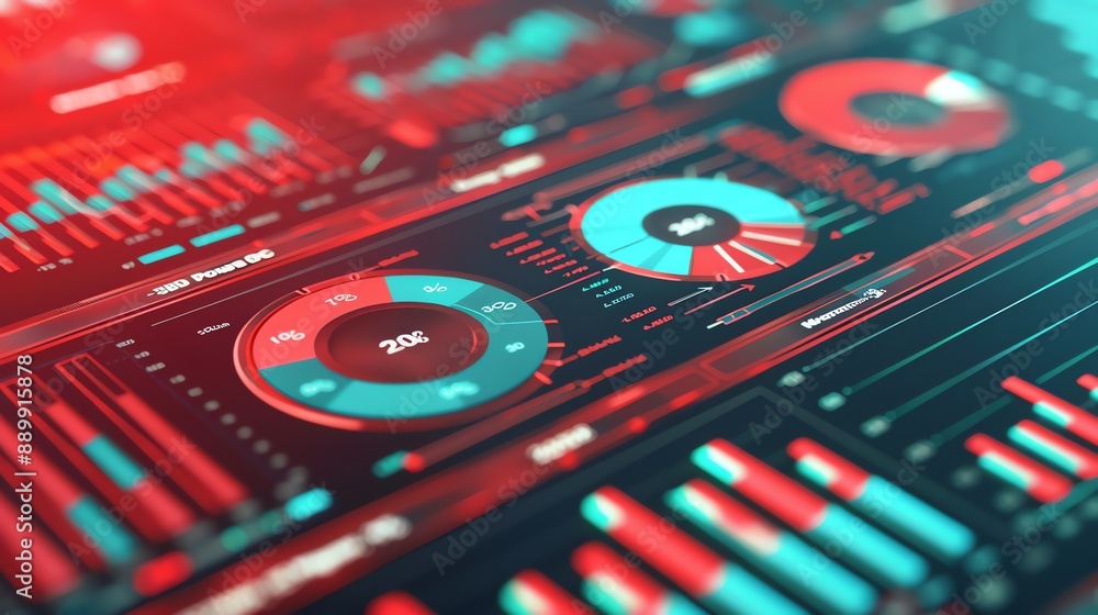 Aufkleber Futuristic Technology Interface with Data Visualizations.