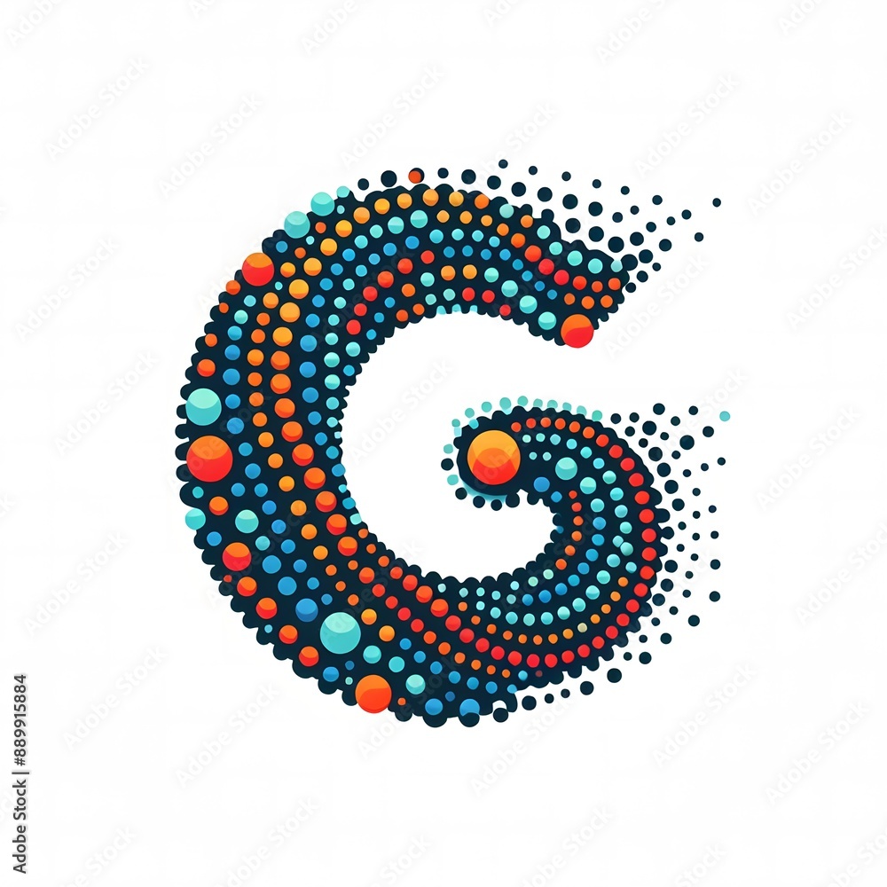 Fototapete AI Generate of Logo Letter G created using random color dots