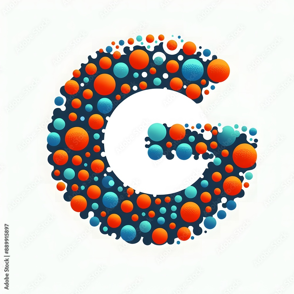 Fototapete AI Generate of Logo Letter G created using random color dots