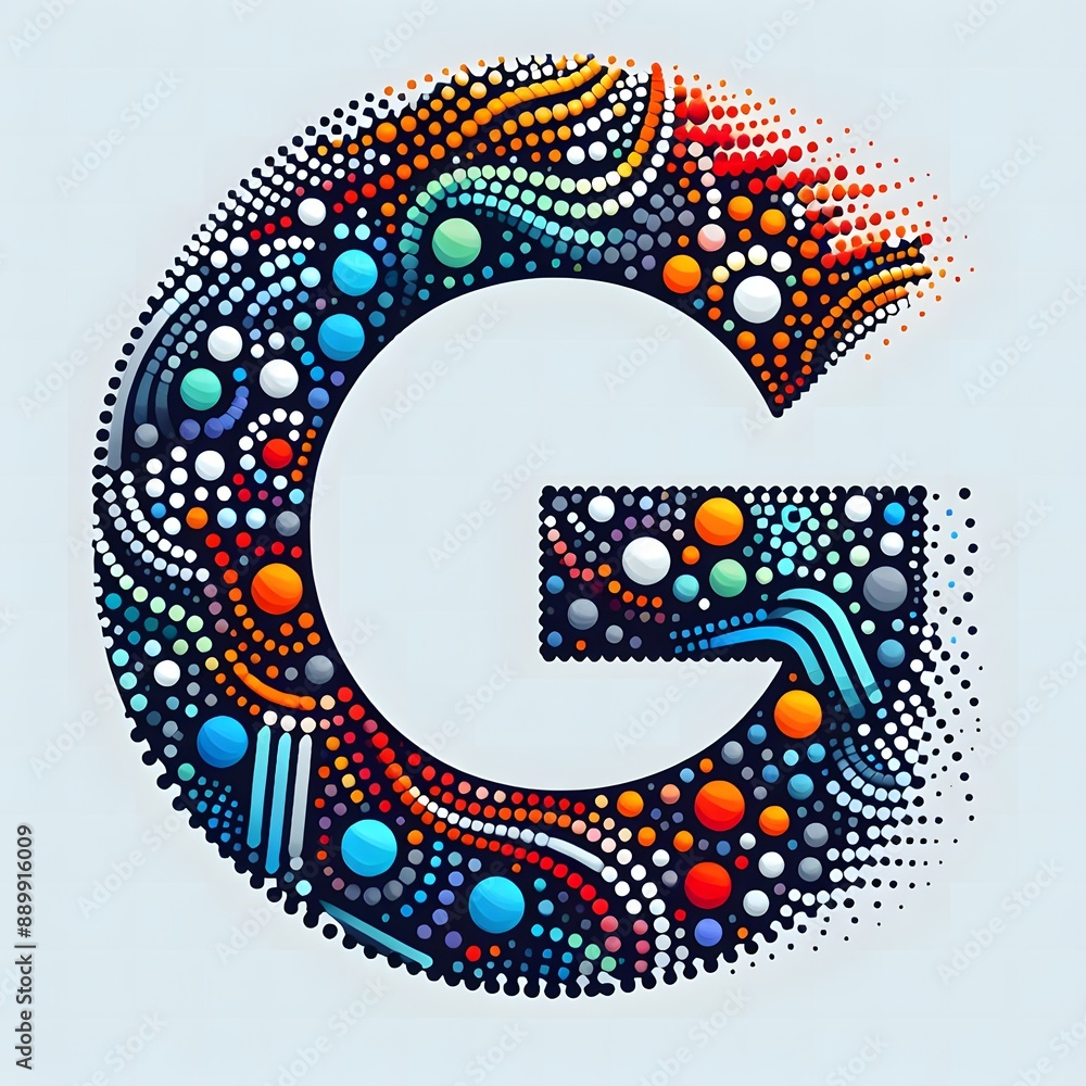 Fototapete AI Generate of Logo Letter G created using random color dots