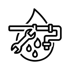 Vector black line icon for Leakage