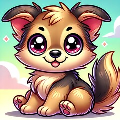 Cute German shepherd cartoon dog