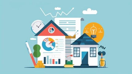 Comparing Mortgage Offers - Financial Analysis and Decision-making Concept Illustration in Flat Design