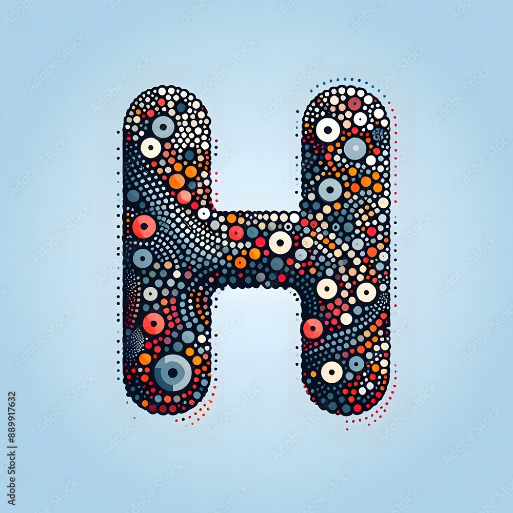 Fototapete AI Generate of Logo Letter H created using random color dots
