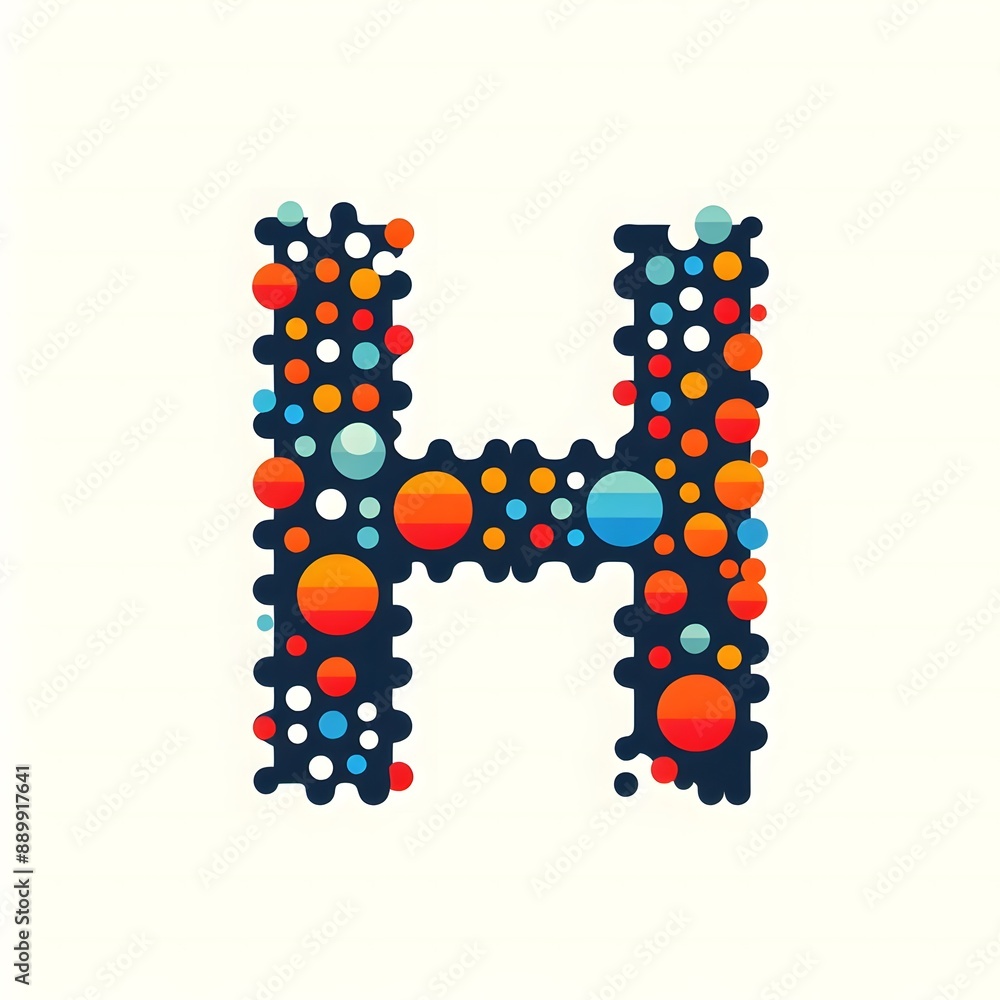 Fototapete AI Generate of Logo Letter H created using random color dots