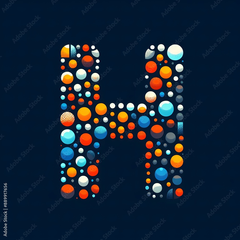 Fototapete AI Generate of Logo Letter H created using random color dots
