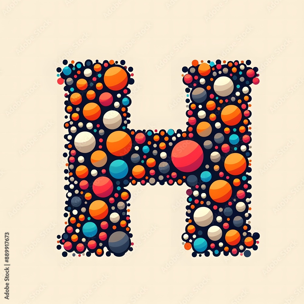 Fototapete AI Generate of Logo Letter H created using random color dots