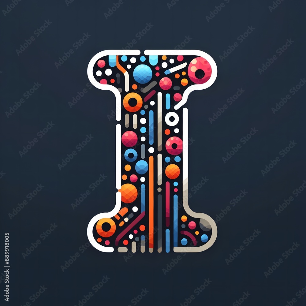Fototapete ai generate of logo letter i created using random color dots
