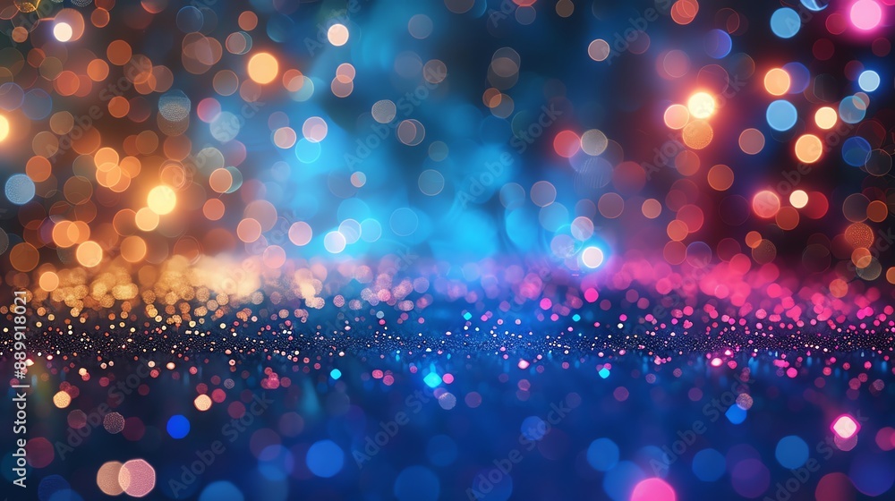 Poster Abstract bokeh background with vibrant colors and glitter.