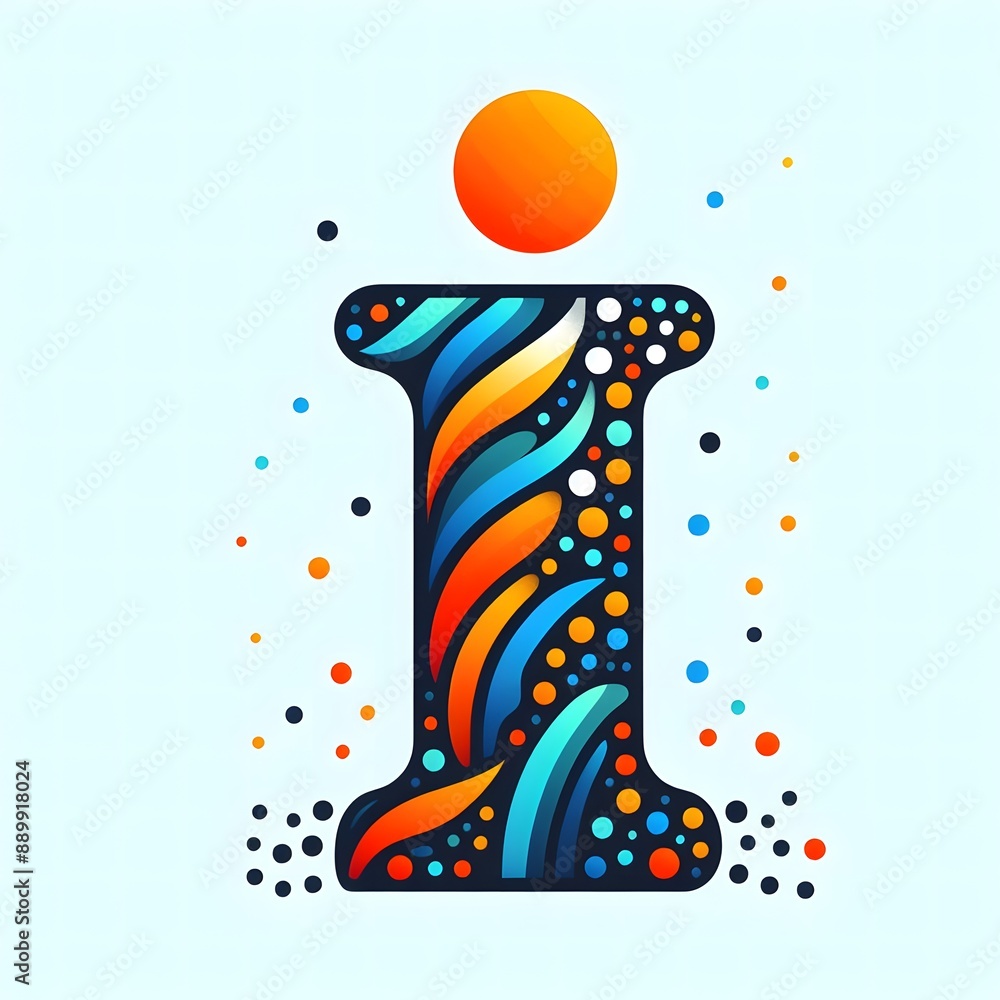 Fototapete AI Generate of Logo Letter I created using random color dots