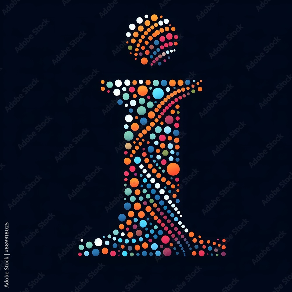 Fototapete AI Generate of Logo Letter I created using random color dots