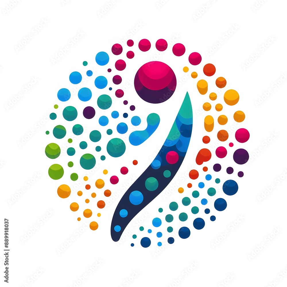 Fototapete AI Generate of Logo Letter I created using random color dots
