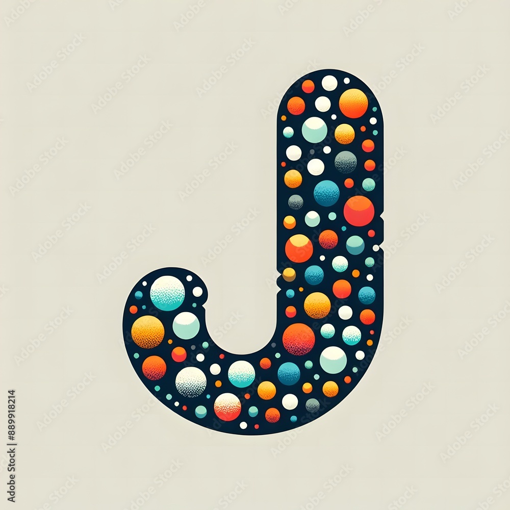 Fototapete AI Generate of Logo Letter J created using random color dots