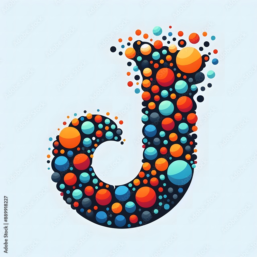 Fototapete AI Generate of Logo Letter J created using random color dots