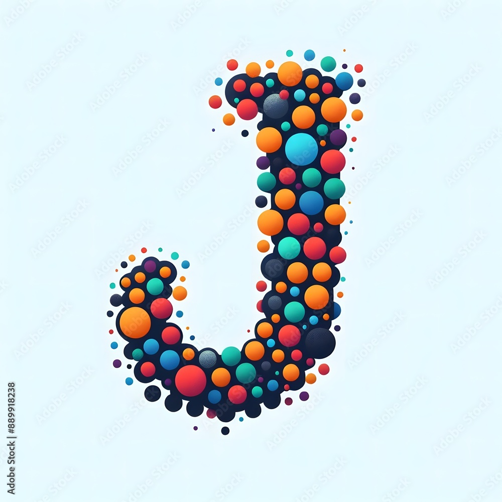 Fototapete AI Generate of Logo Letter J created using random color dots