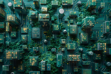 Cyberpunk Cityscape 3D Illustration