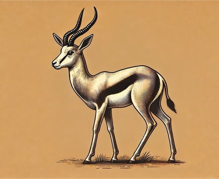 An illustration of a springbok standing