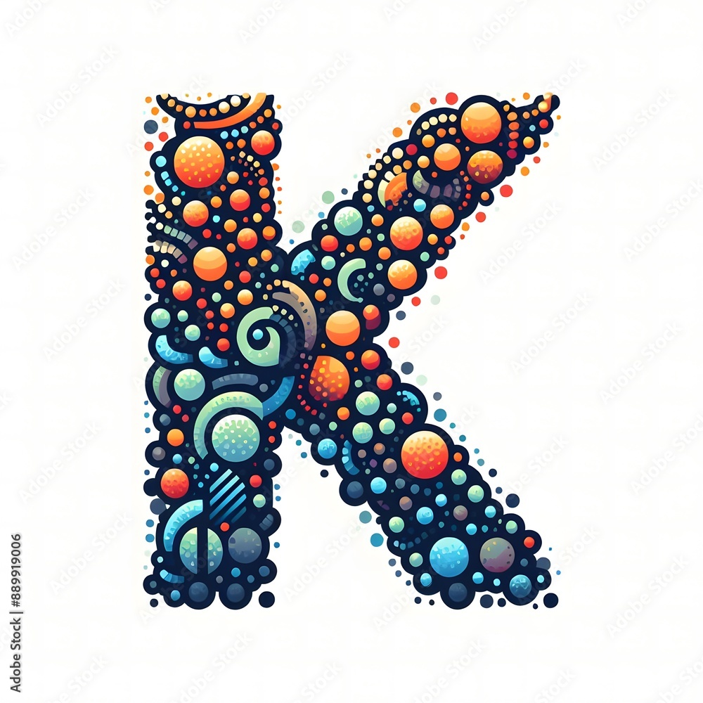Fototapete AI Generate of Logo Letter K created using random color dots