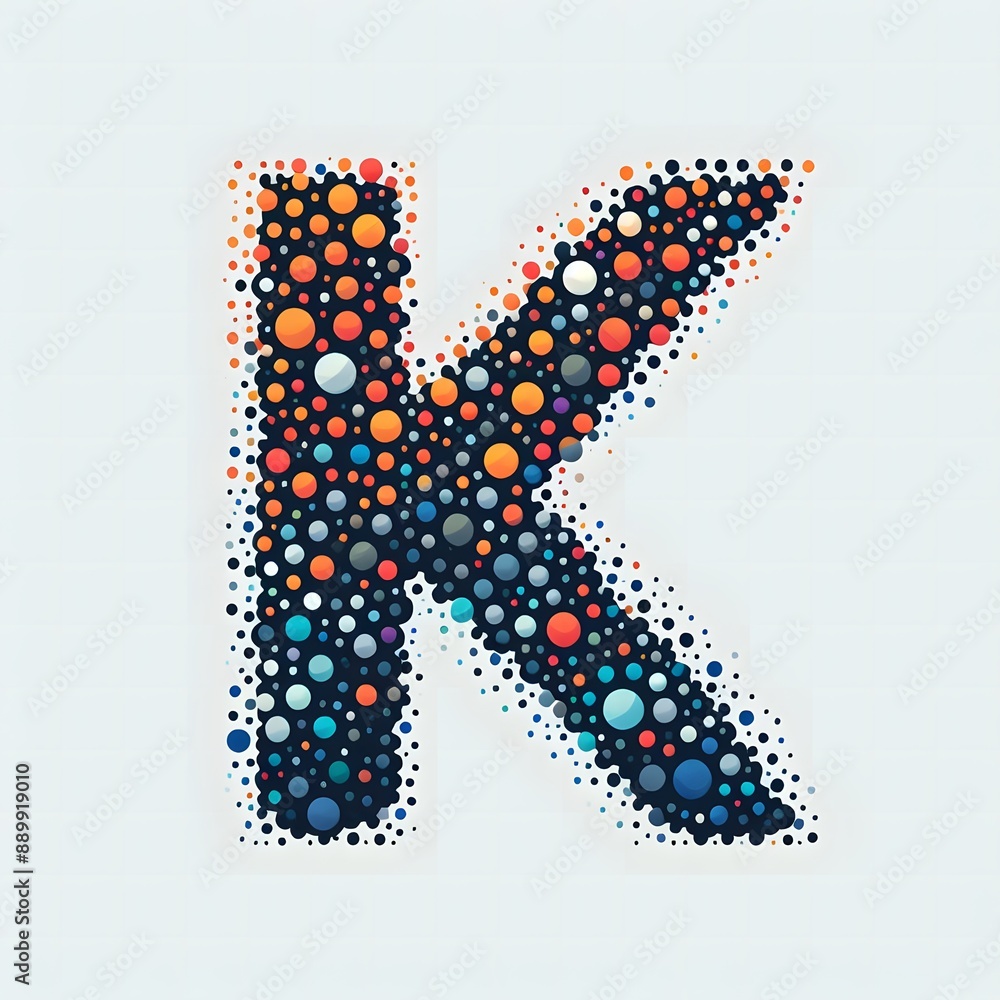 Fototapete AI Generate of Logo Letter K created using random color dots