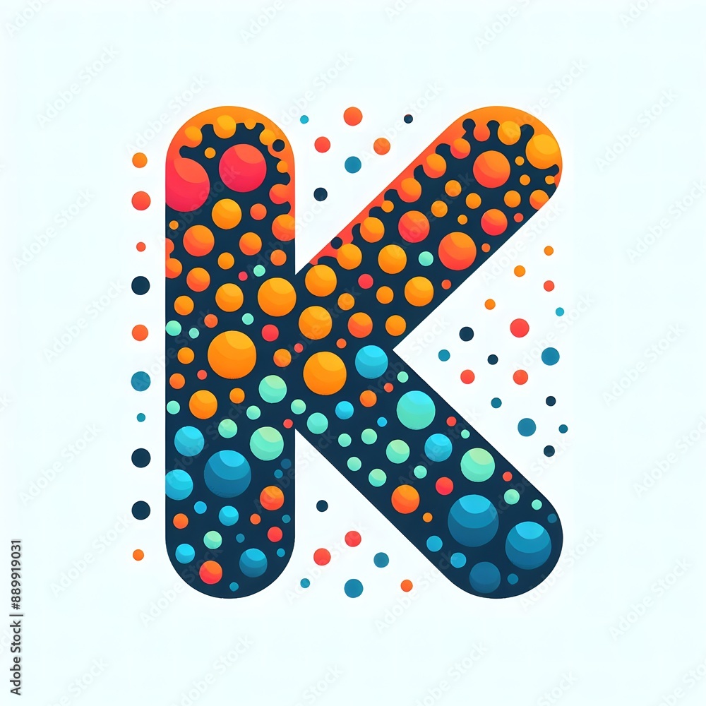Fototapete AI Generate of Logo Letter K created using random color dots