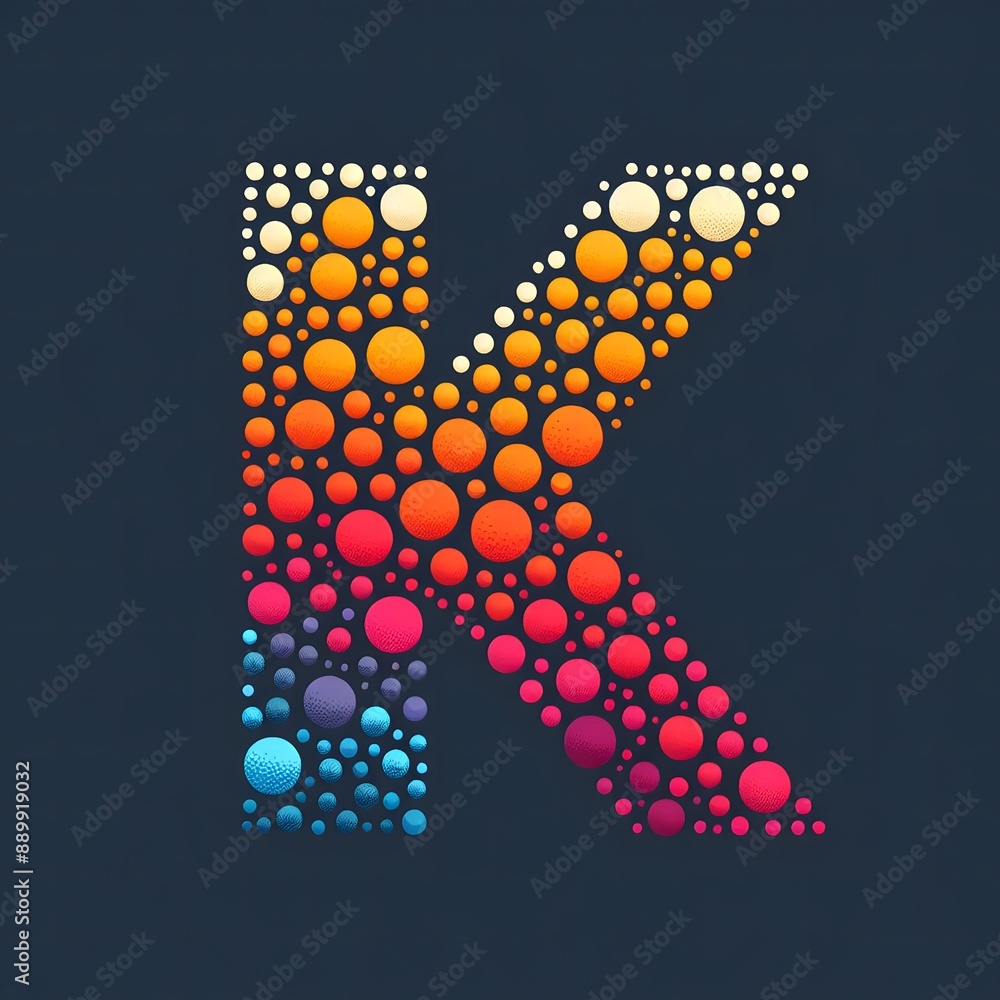 Fototapete AI Generate of Logo Letter K created using random color dots