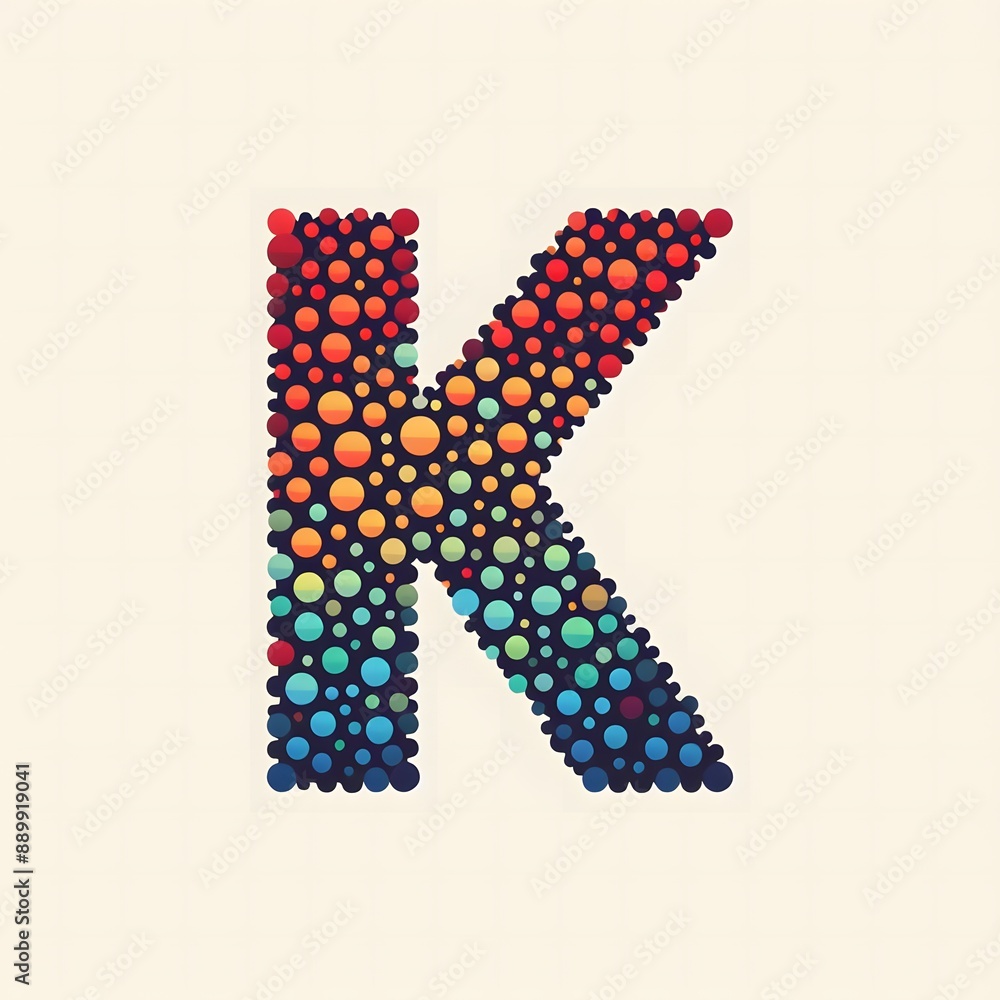 Fototapete AI Generate of Logo Letter K created using random color dots