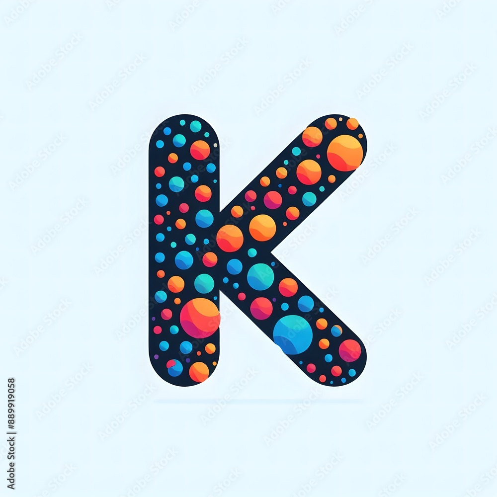 Fototapete AI Generate of Logo Letter K created using random color dots