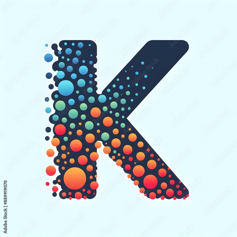 Fototapete AI Generate of Logo Letter K created using random color dots