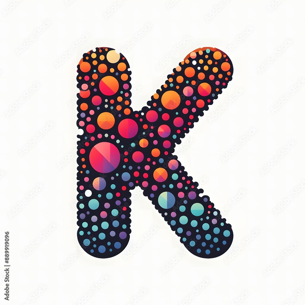 Fototapete AI Generate of Logo Letter K created using random color dots
