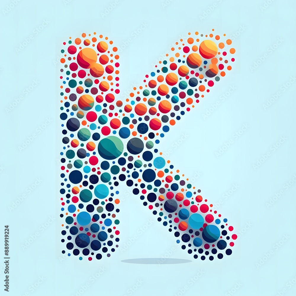 Fototapete AI Generate of Logo Letter K created using random color dots