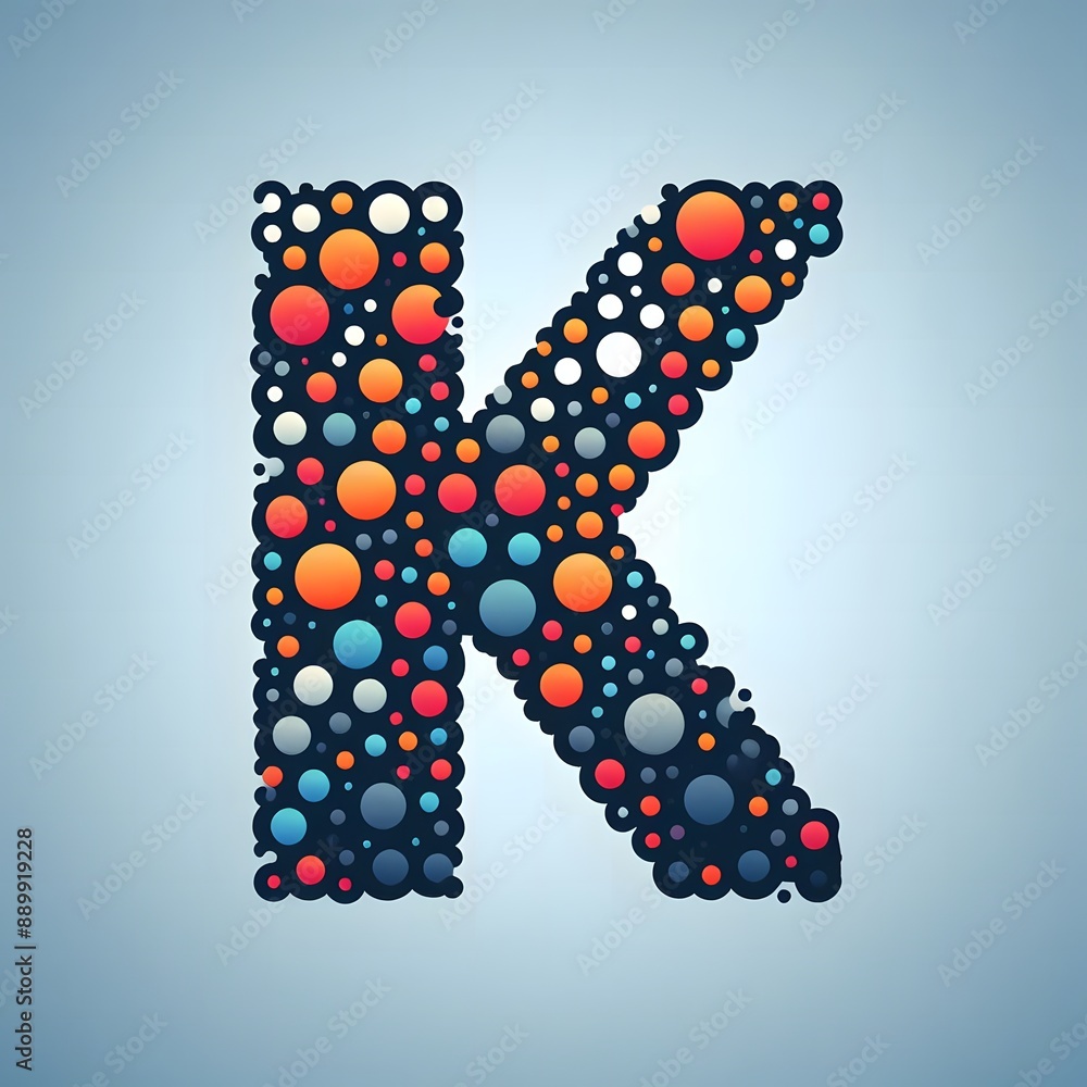 Fototapete AI Generate of Logo Letter K created using random color dots