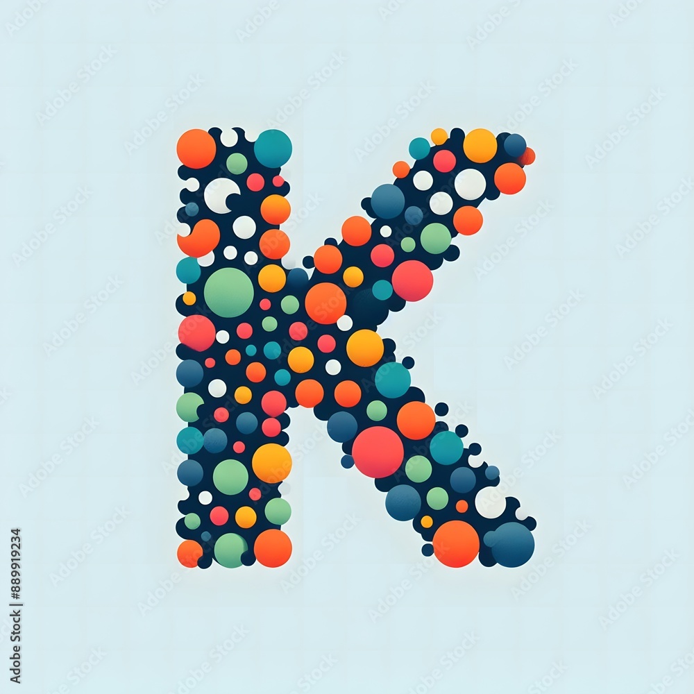 Fototapete AI Generate of Logo Letter K created using random color dots