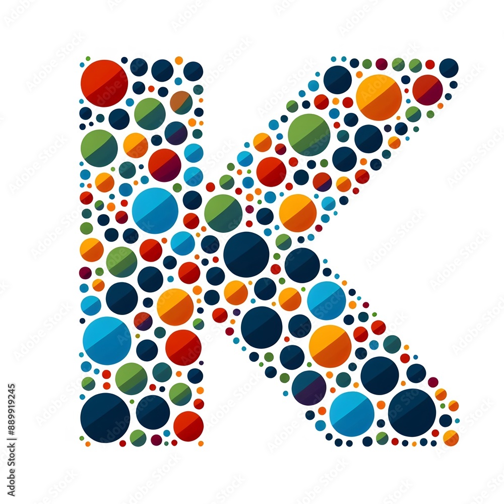 Fototapete AI Generate of Logo Letter K created using random color dots