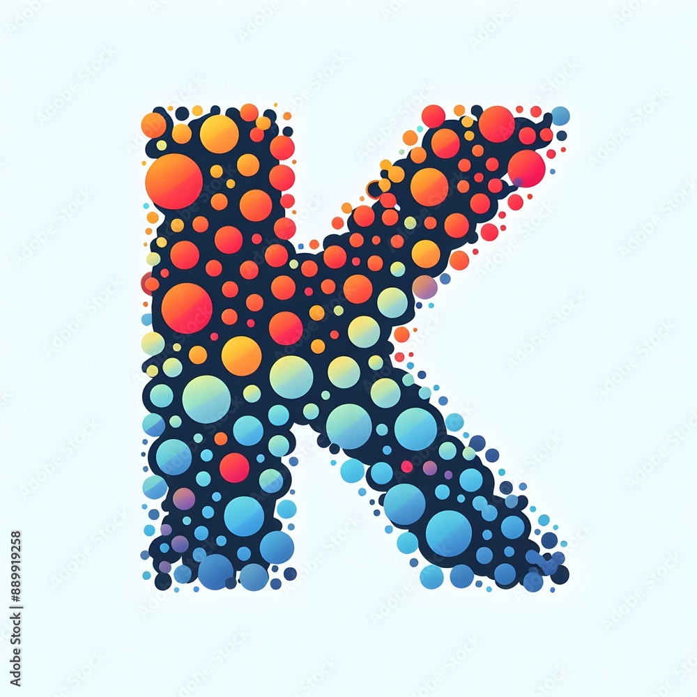 Fototapete AI Generate of Logo Letter K created using random color dots