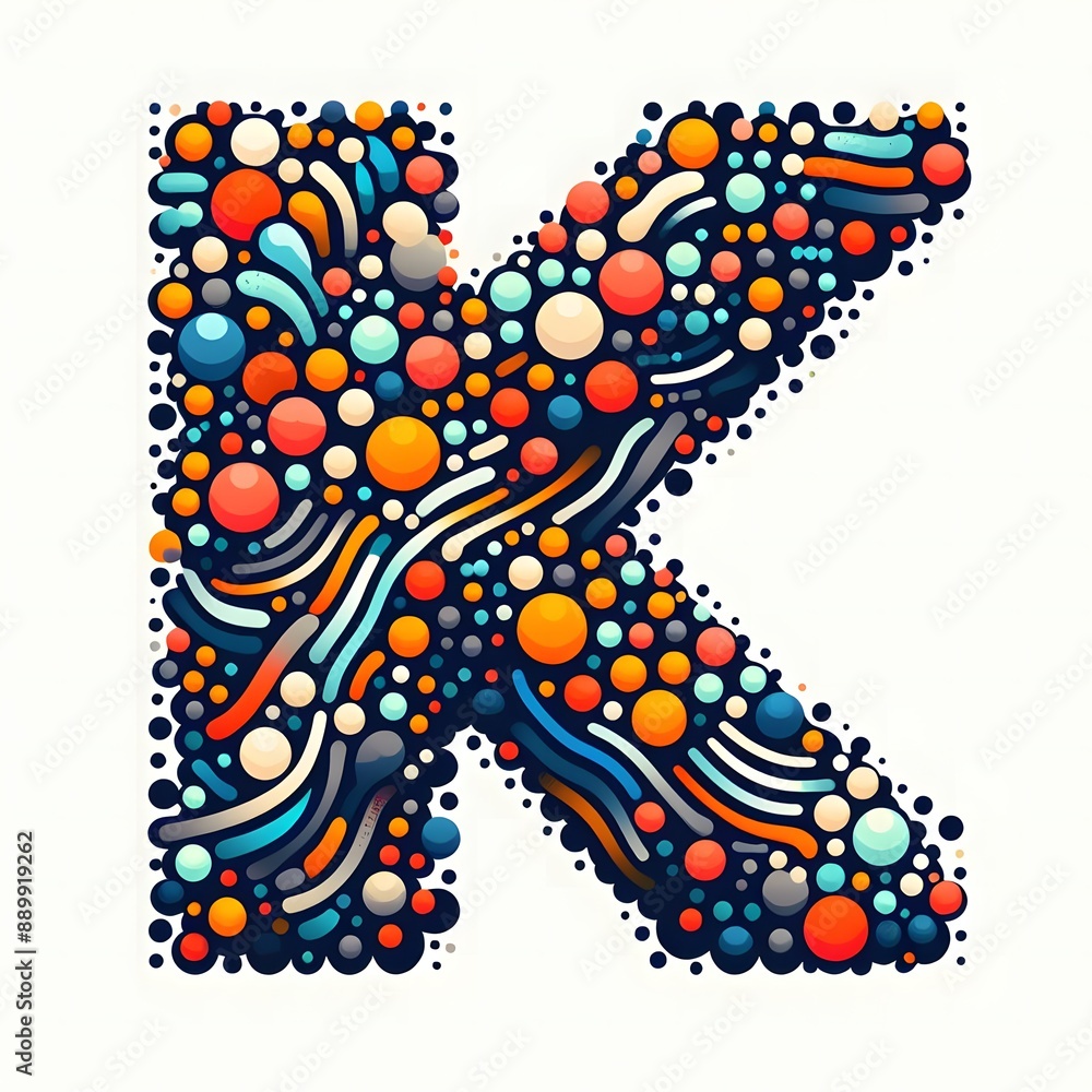 Fototapete AI Generate of Logo Letter K created using random color dots