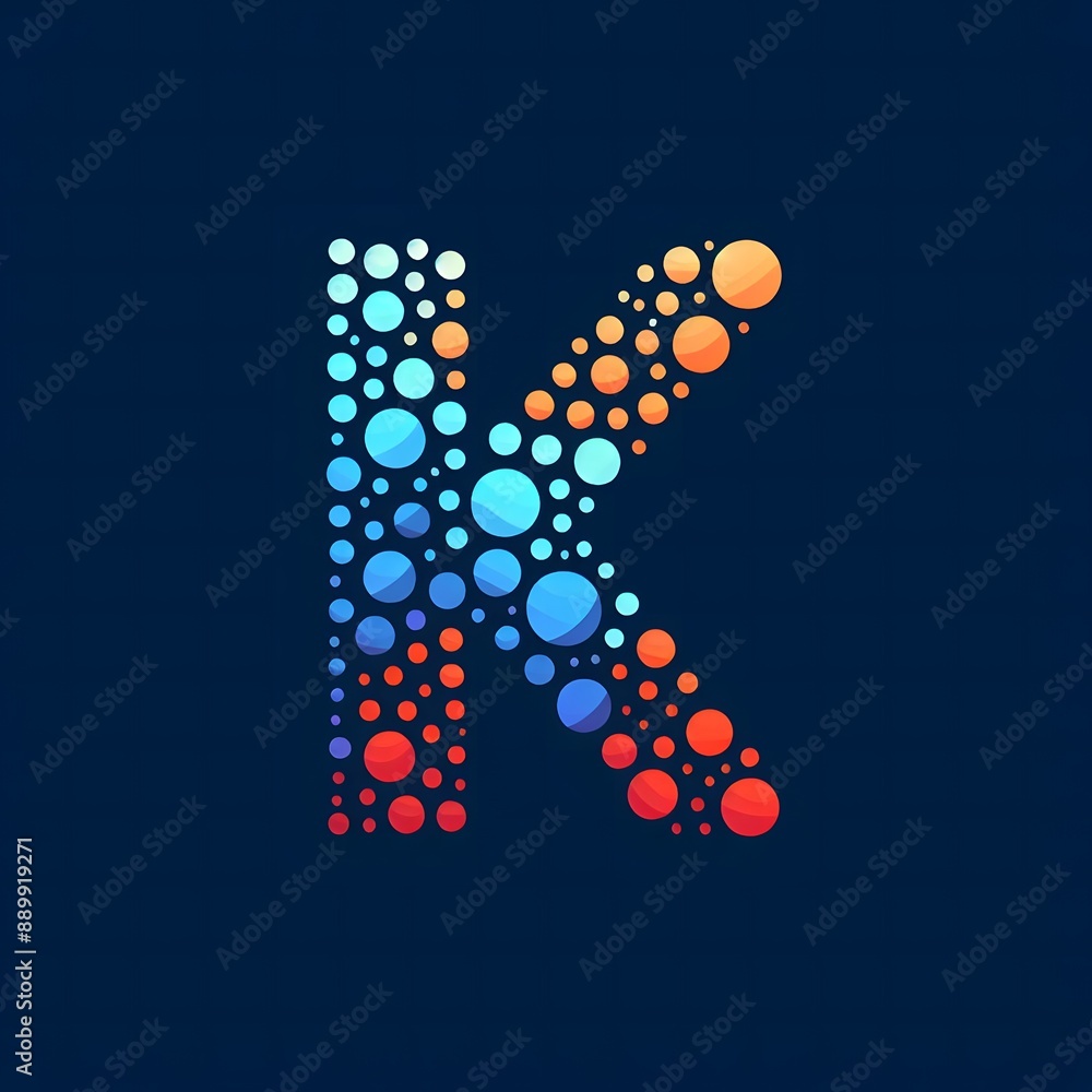 Fototapete AI Generate of Logo Letter K created using random color dots