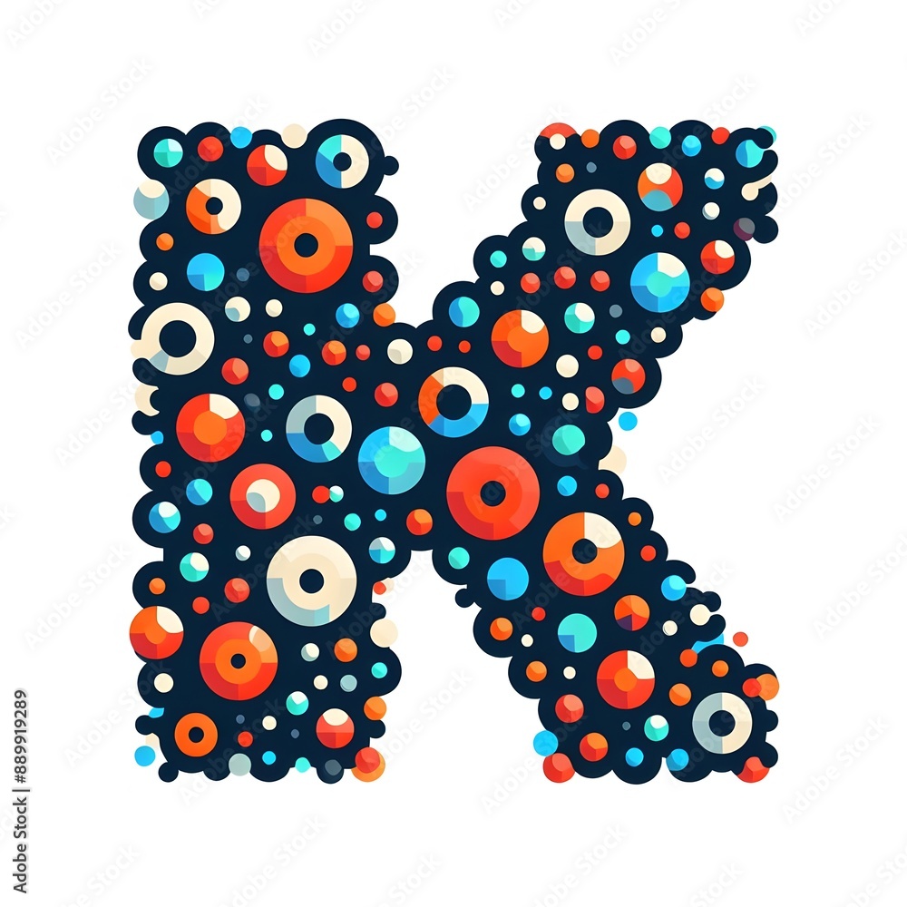 Fototapete AI Generate of Logo Letter K created using random color dots