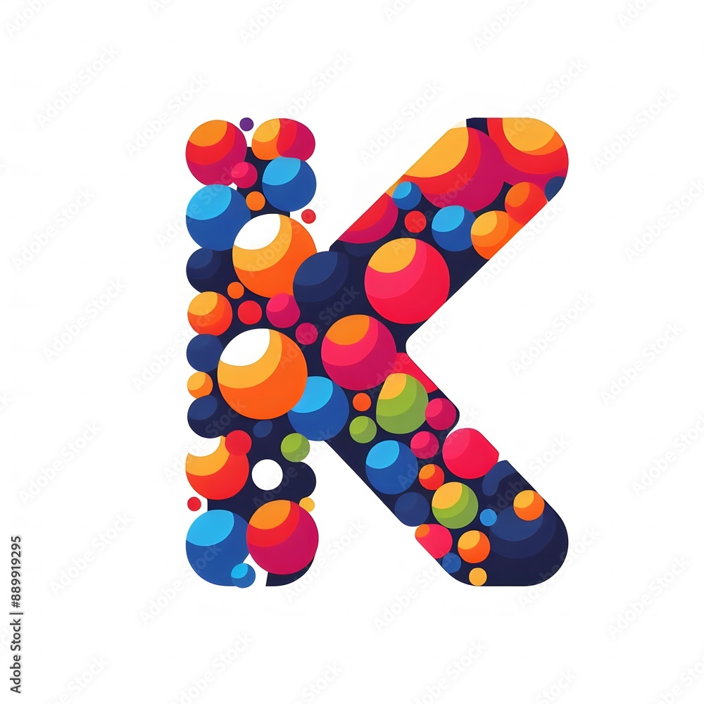 Fototapete AI Generate of Logo Letter K created using random color dots