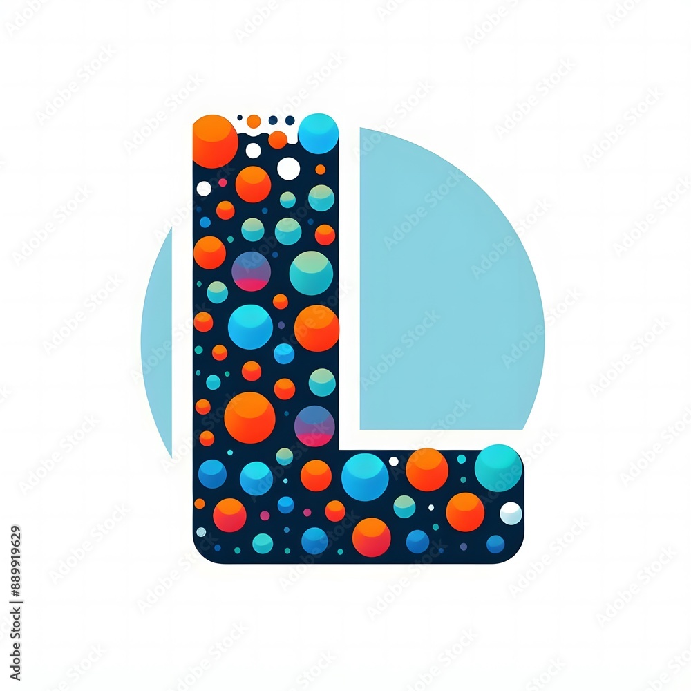 Fototapete AI Generate of Logo Letter L created using random color dots