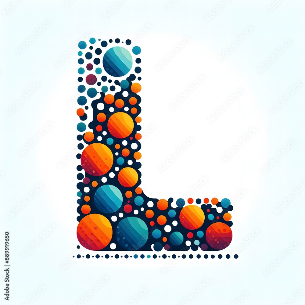 Fototapete AI Generate of Logo Letter L created using random color dots