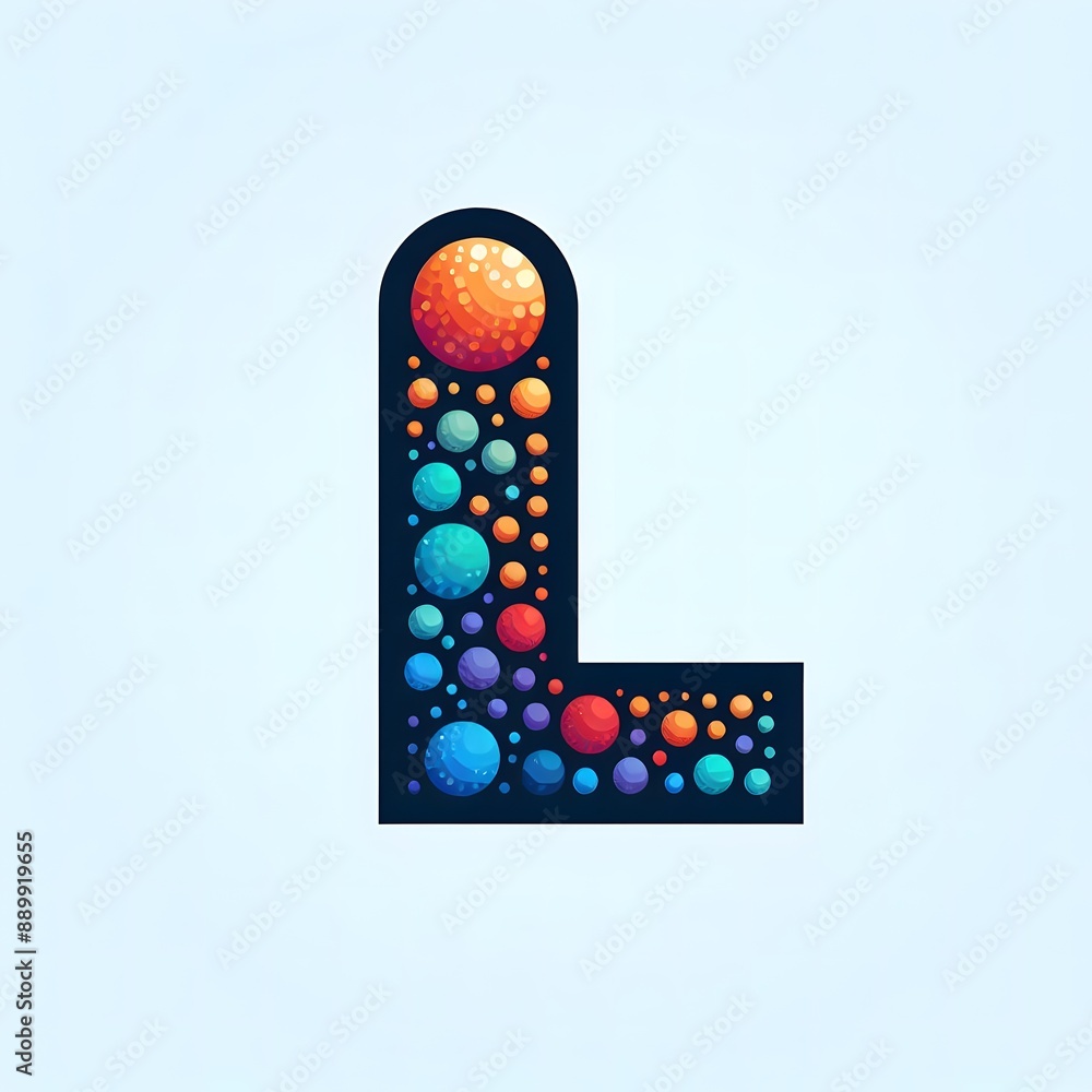 Fototapete AI Generate of Logo Letter L created using random color dots