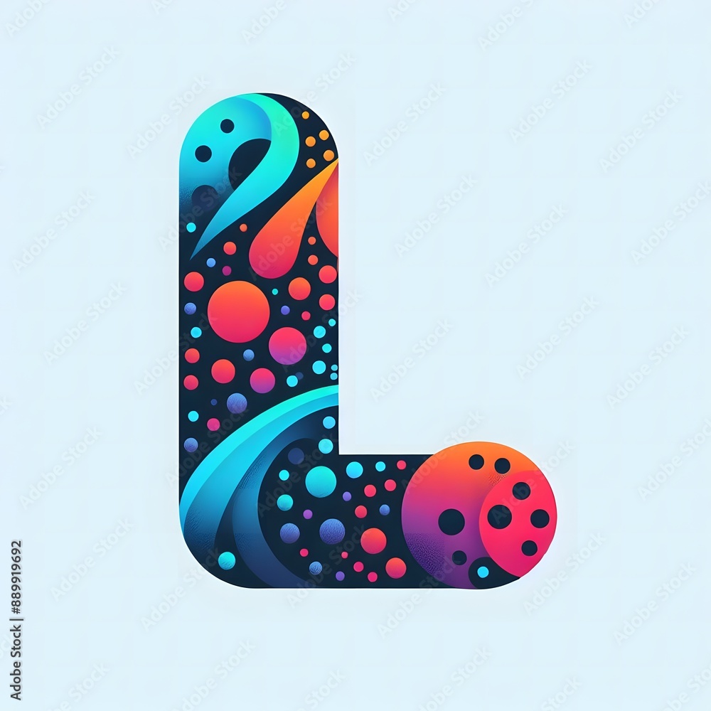 Fototapete AI Generate of Logo Letter L created using random color dots